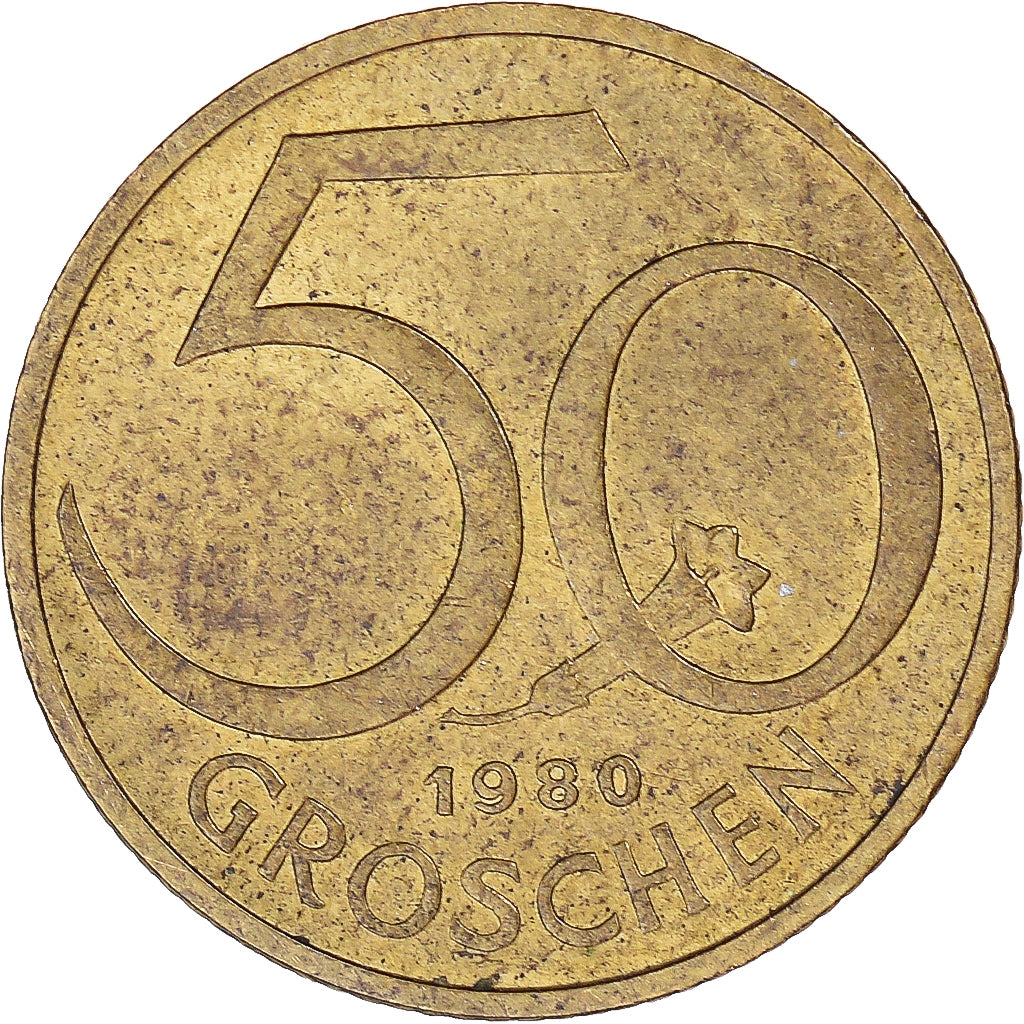 Moeda, Áustria, 50 Groschen, 1980