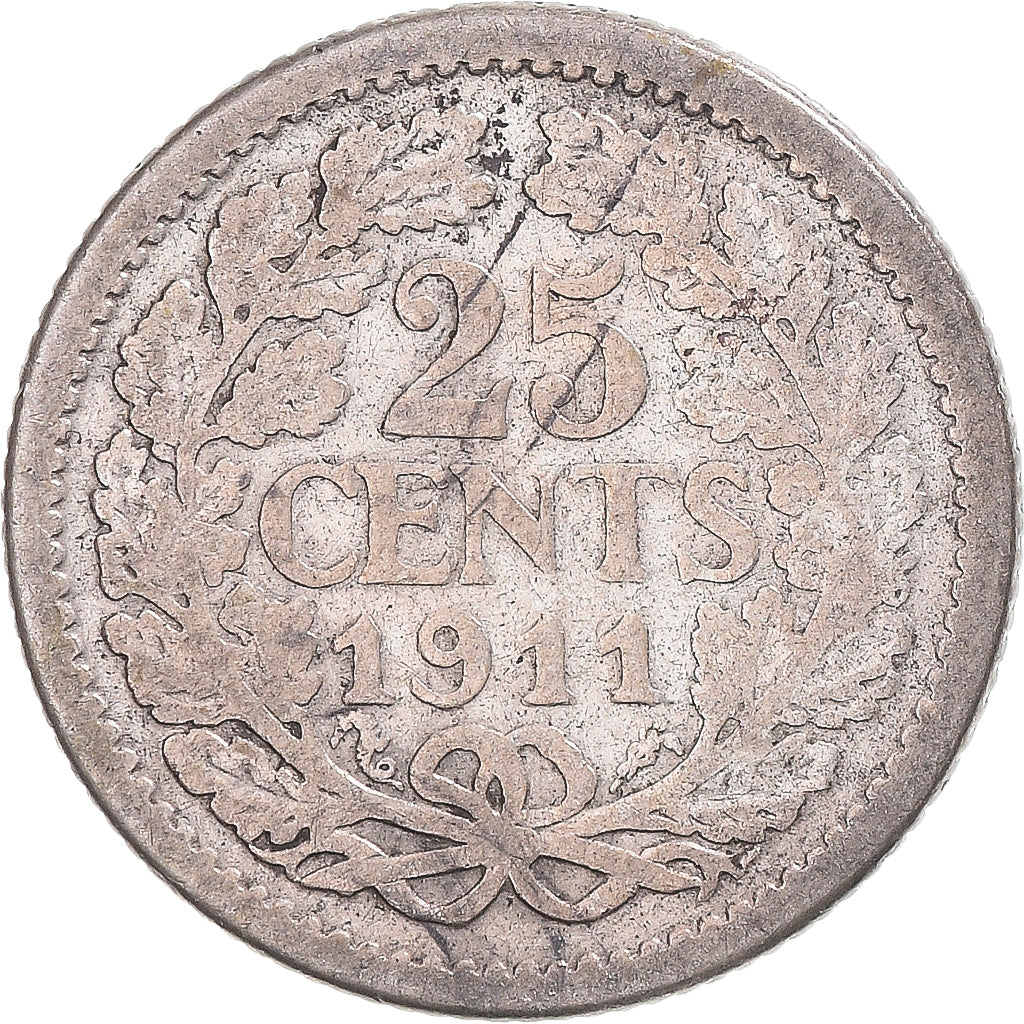 Monnaie, Pays-Bas, 25 Cents, 1911