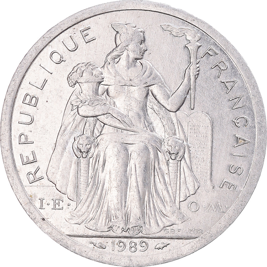 Munten, Nieuw -Caledonië, 2 Francs, 1989