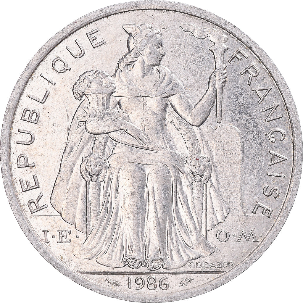 Moneta, Nuova Caledonia, 5 Francs, 1986