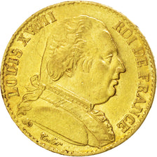 Louis XVIII, 20 Francs Or au buste habillé 1815 Paris, KM 706.1