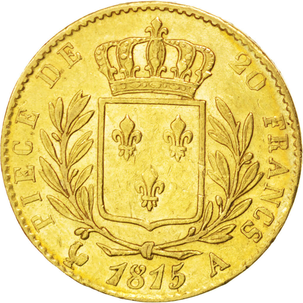 Louis XVIII, 20 Francs Or au buste habillé 1815 Paris, KM 706.1