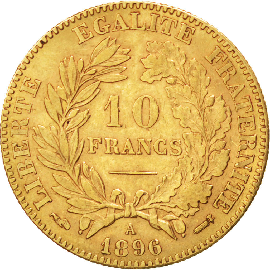 Coin, France, Cérès, 10 Francs, 1896, Paris, EF(40-45), Gold, KM:830