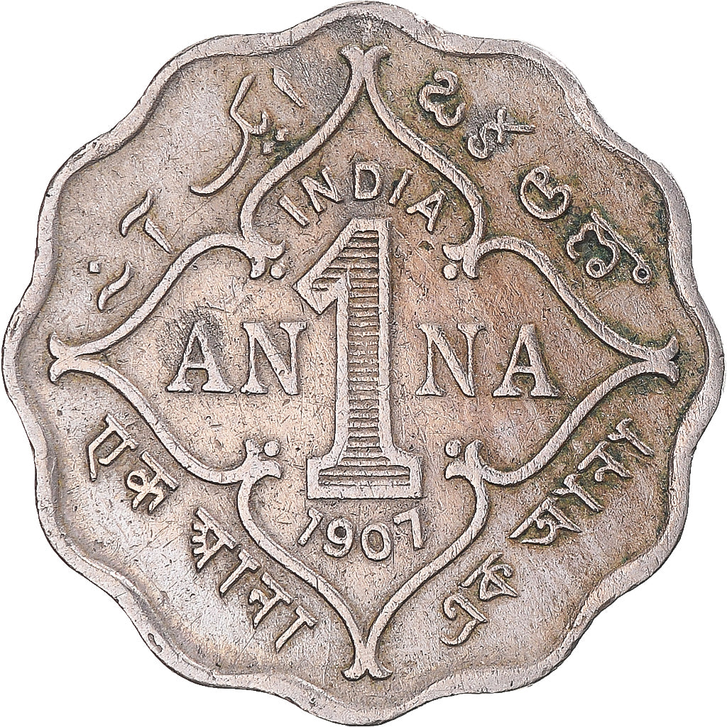 Moneda, India, Anna, 1907