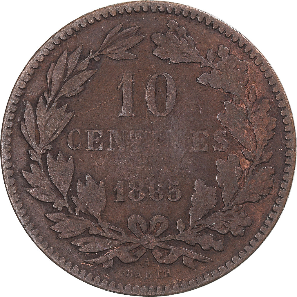 Moeda, Luxemburgo, 10 Centimes, 1865