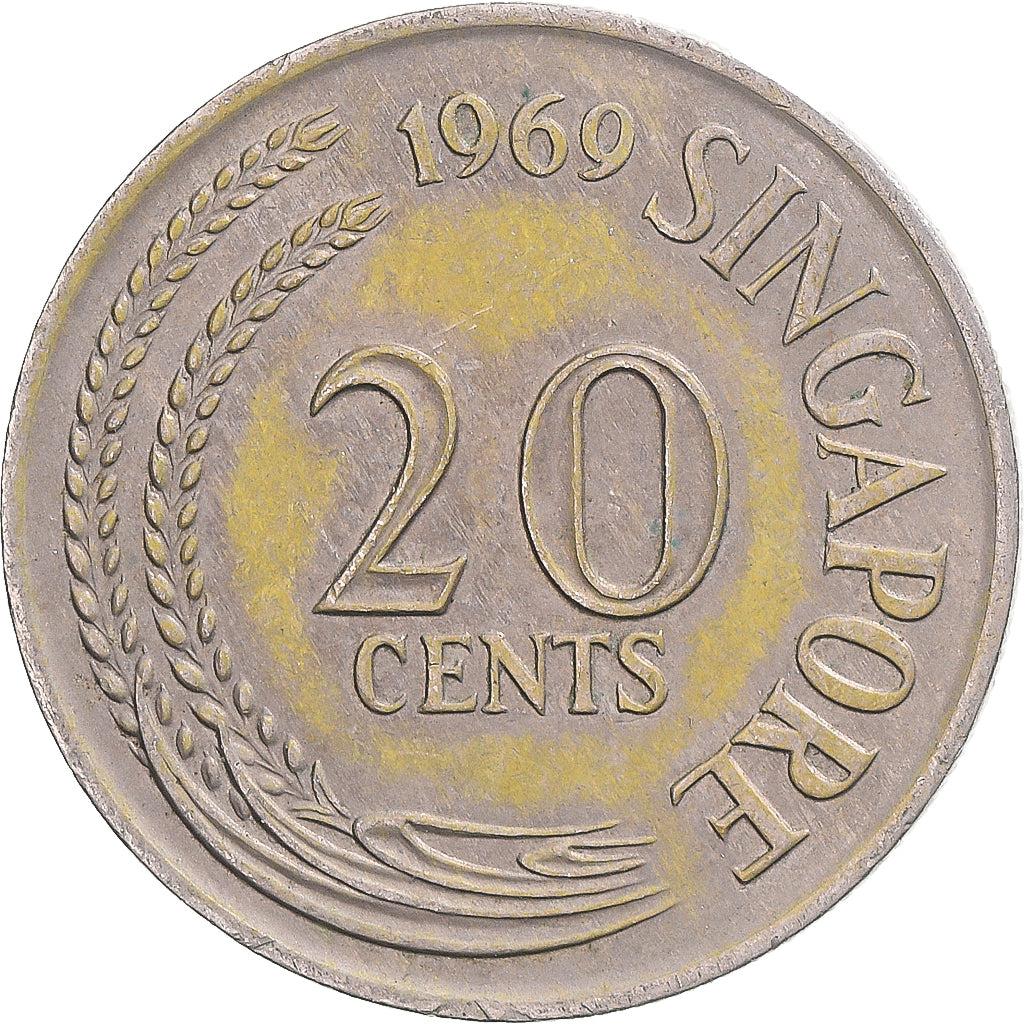Moneda, Singapur, 20 Cents, 1969