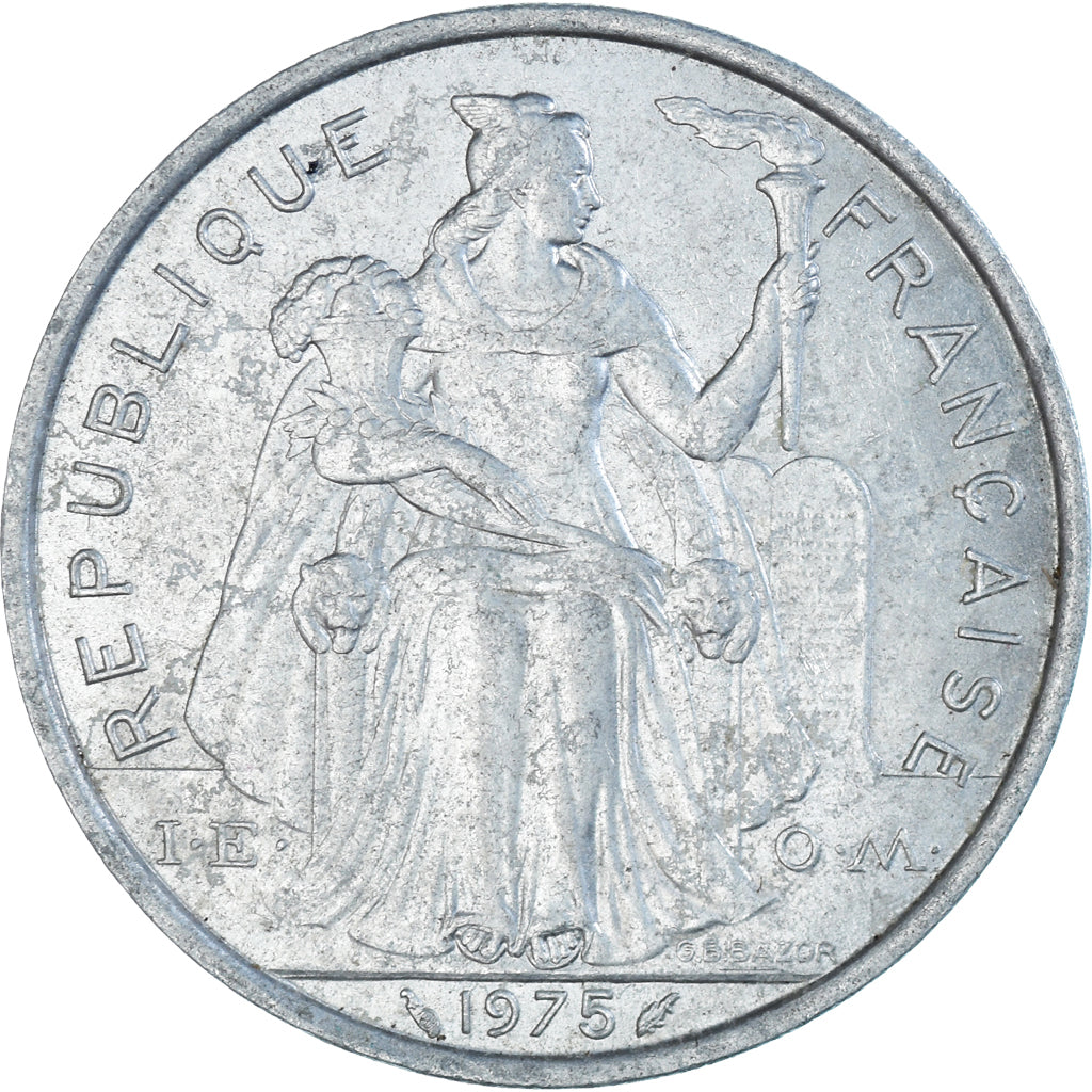 Moneta, Polinesia francese, 5 Francs, 1975