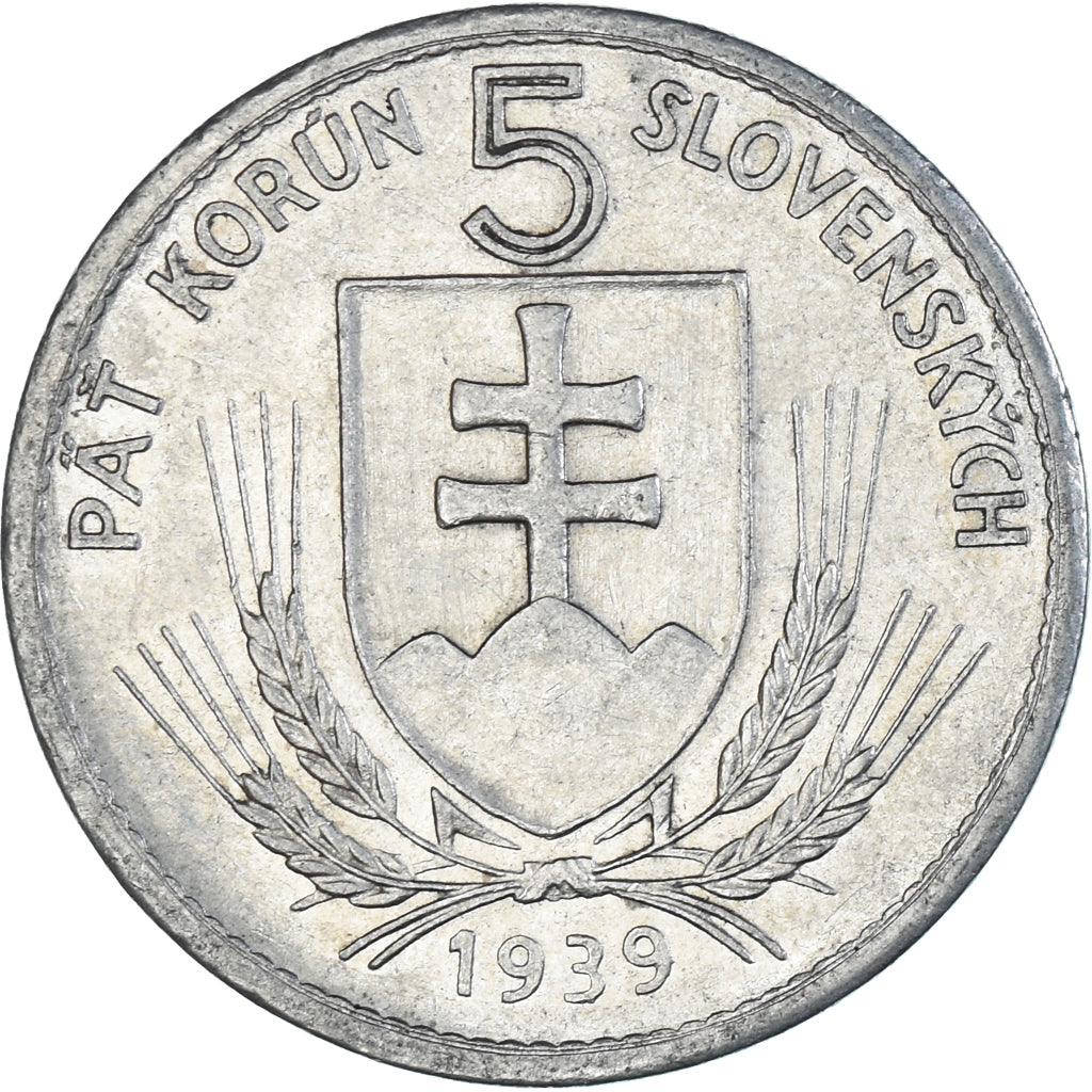 Moneda, Eslovaquia, 5 Korun, 1939