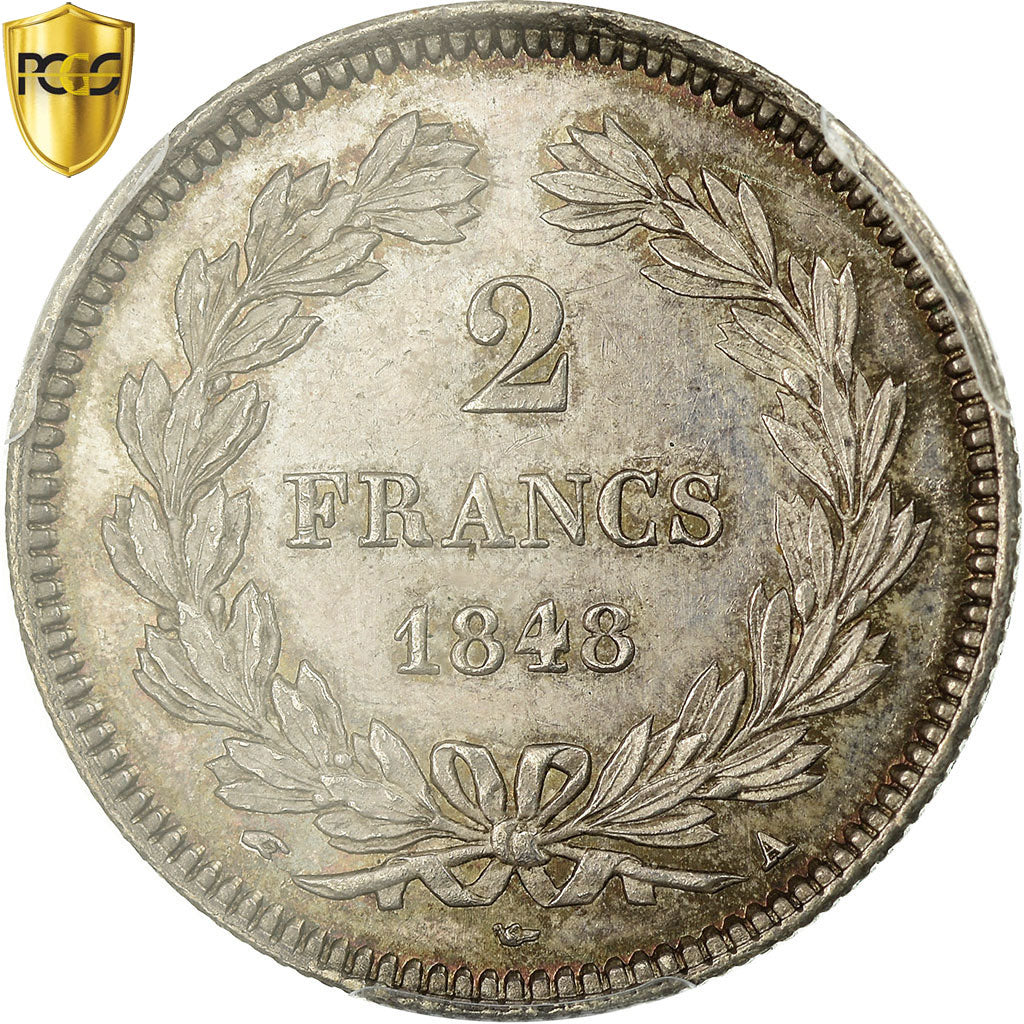 Monnaie, France, Louis-Philippe, 2 Francs, 1848, Paris, PCGS, MS62, SUP+