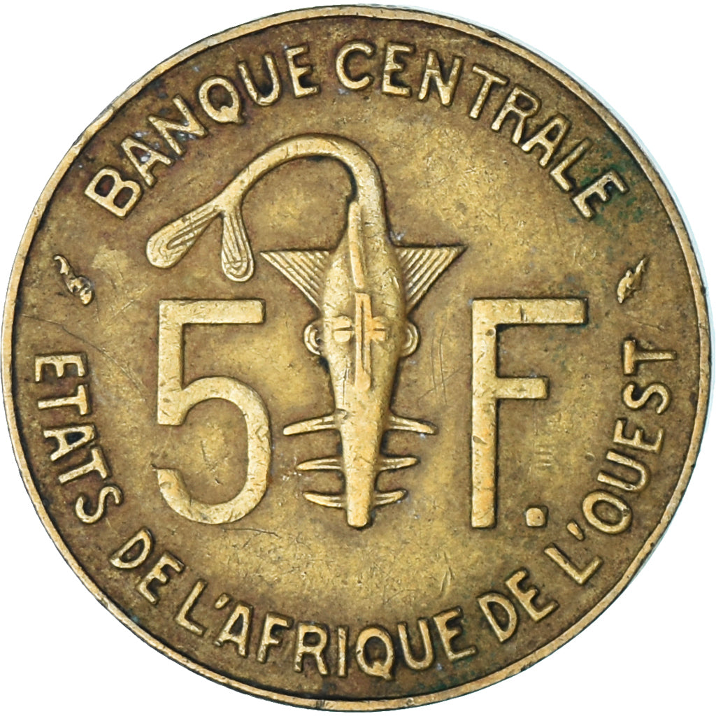 Coin, West African States, 5 Francs, 1986