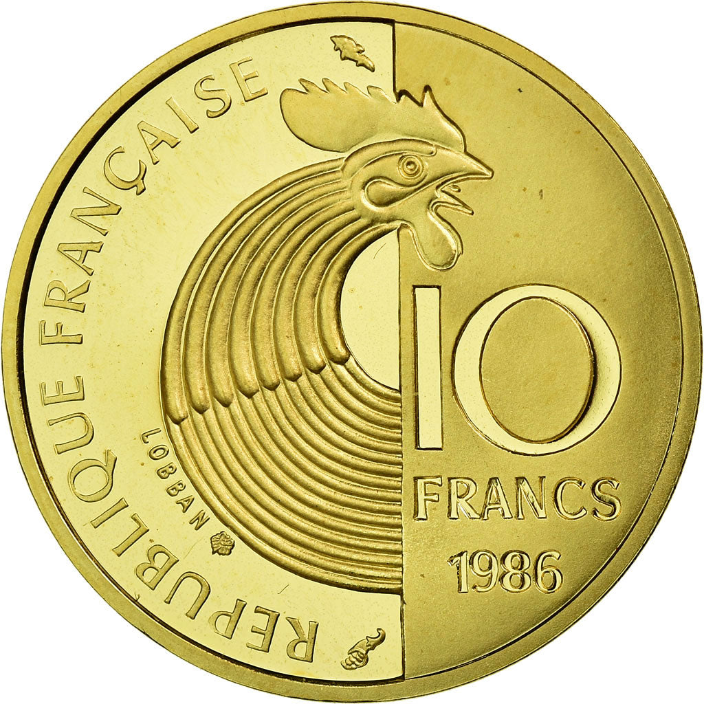 Moneda, Francia, 10 Francs, 1986, FDC, Oro, KM:958c, Gadoury:825