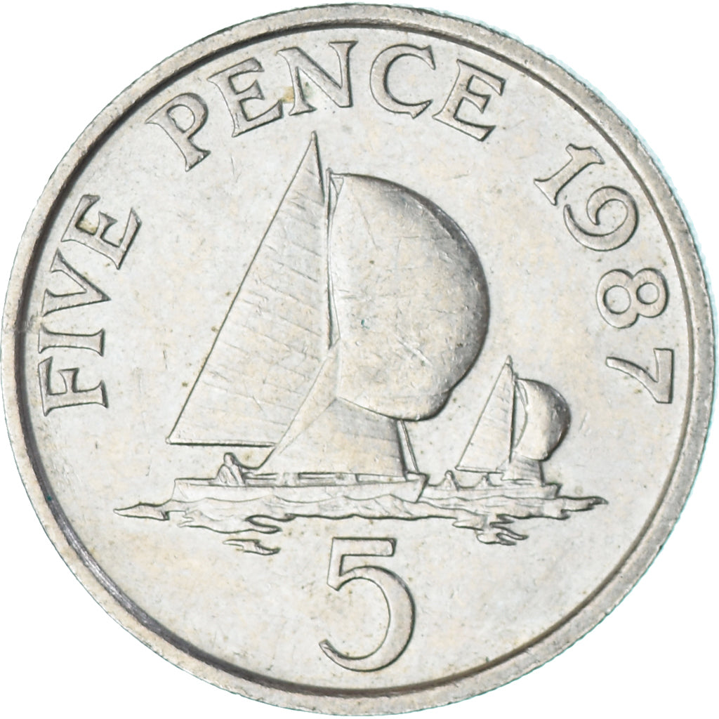 Coin, Guernsey, 5 Pence, 1987