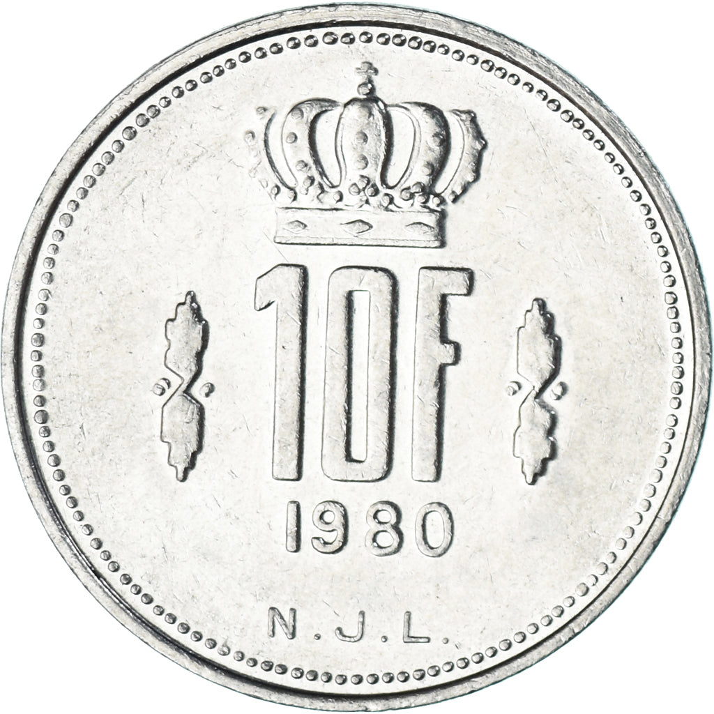 Moeda, Luxemburgo, 10 Francs, 1980