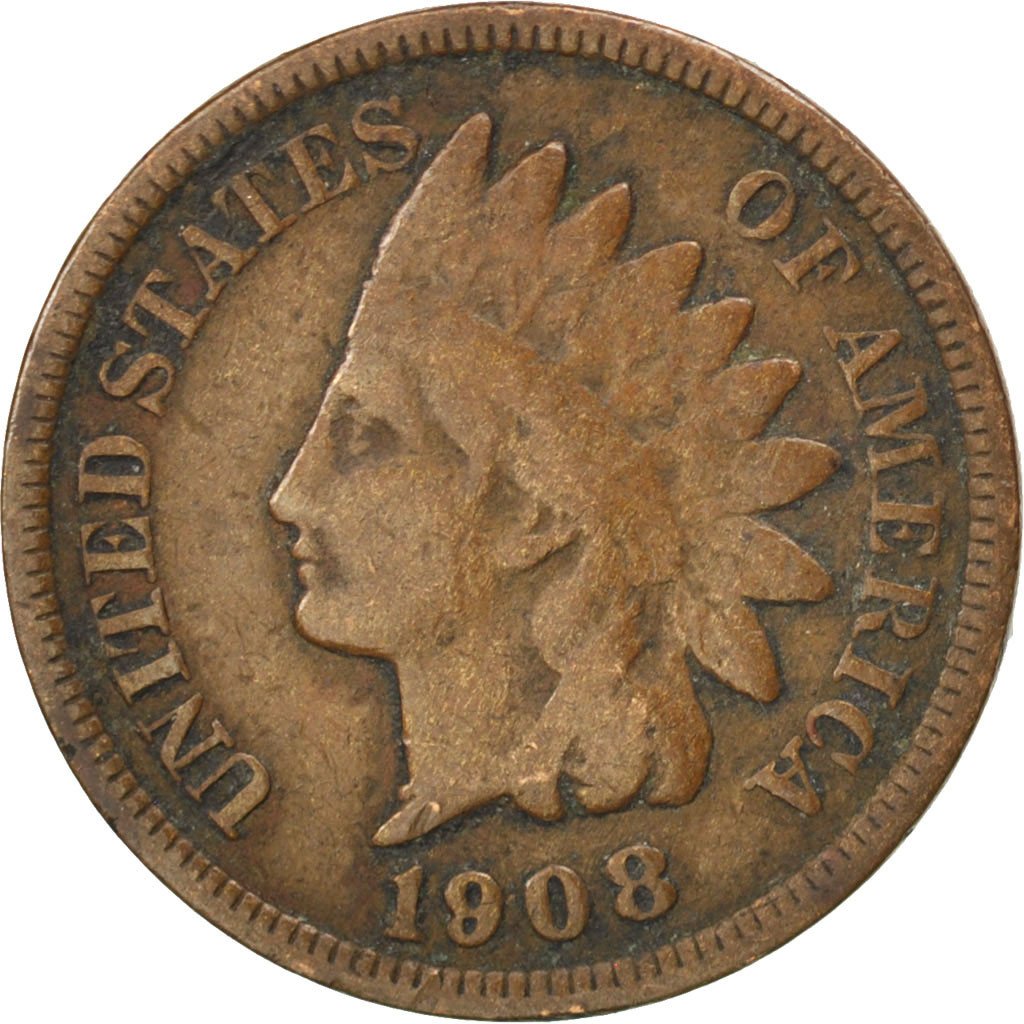 UNITED STATES, Indian Head Cent, Cent, 1908, U.S. Mint, KM #90a, VF(20-25),...