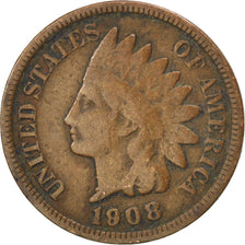 UNITED STATES, Indian Head Cent, Cent, 1908, U.S. Mint, KM #90a, VF(20-25),...