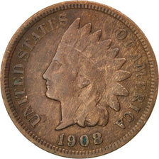 UNITED STATES, Indian Head Cent, Cent, 1908, U.S. Mint, KM #90a, EF(40-45),...