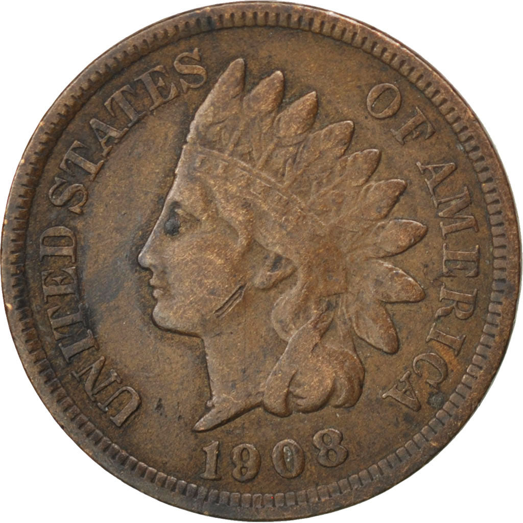 UNITED STATES, Indian Head Cent, Cent, 1908, U.S. Mint, KM #90a, EF(40-45),...