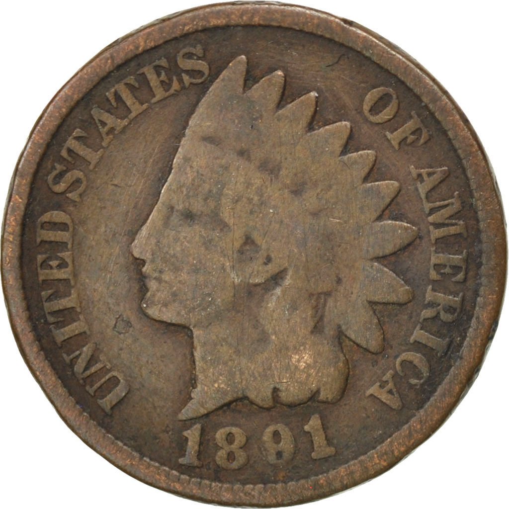 UNITED STATES, Indian Head Cent, Cent, 1891, U.S. Mint, KM #90a, VF(20-25),...