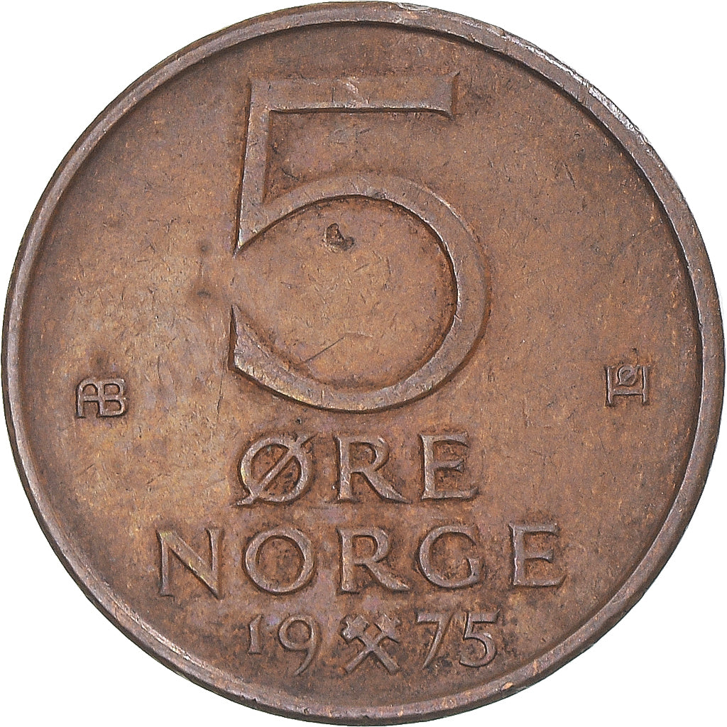 Monnaie, Norvège, 5 Öre, 1975
