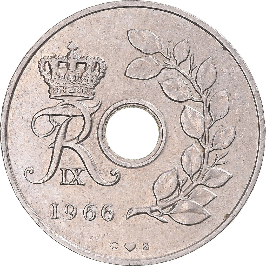 Monnaie, Danemark, 25 Öre, 1966
