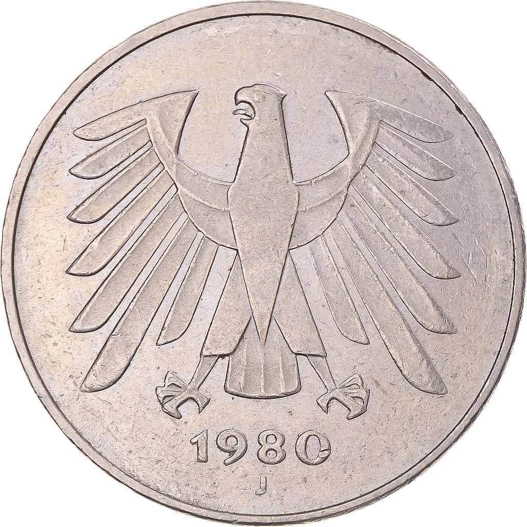 Moeda, Alemanha, 5 Mark, 1980
