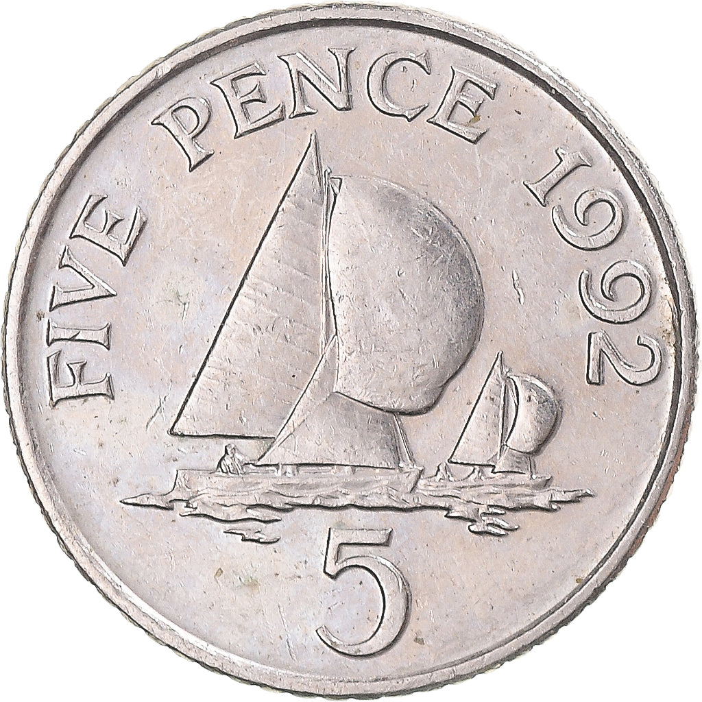 Munten, Guernsey, 5 Pence, 1992