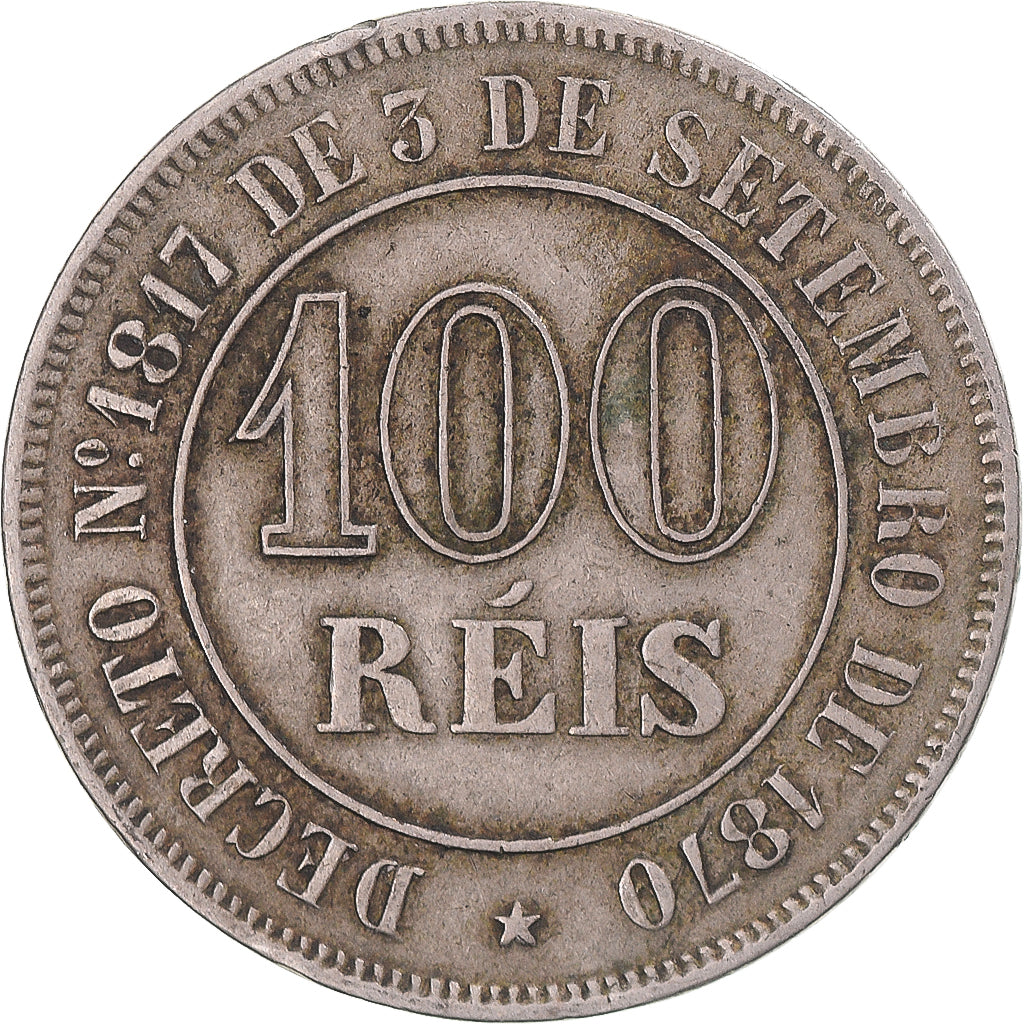 Monnaie, Brésil, 100 Reis, 1871