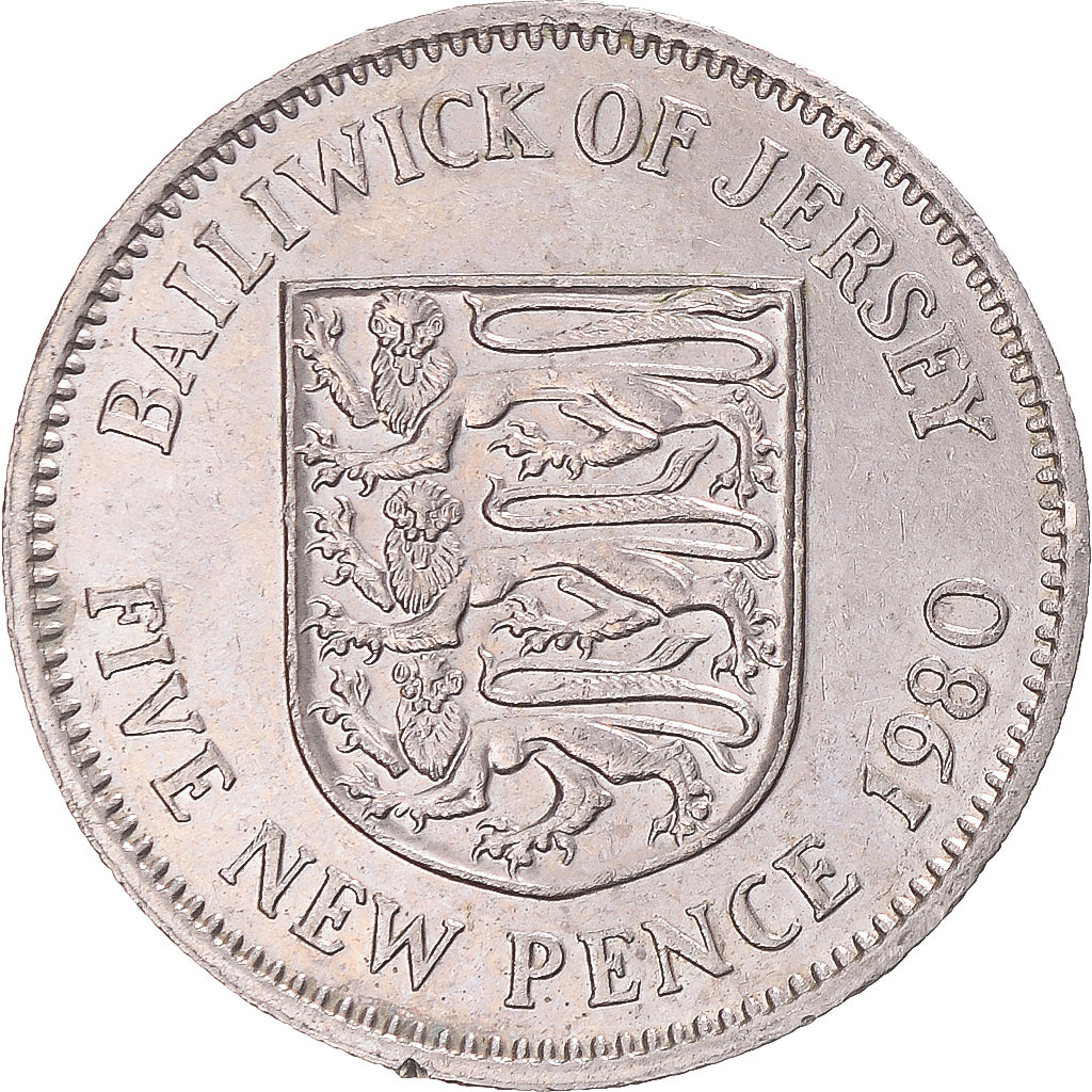 Münze, Jersey, 5 New Pence, 1980