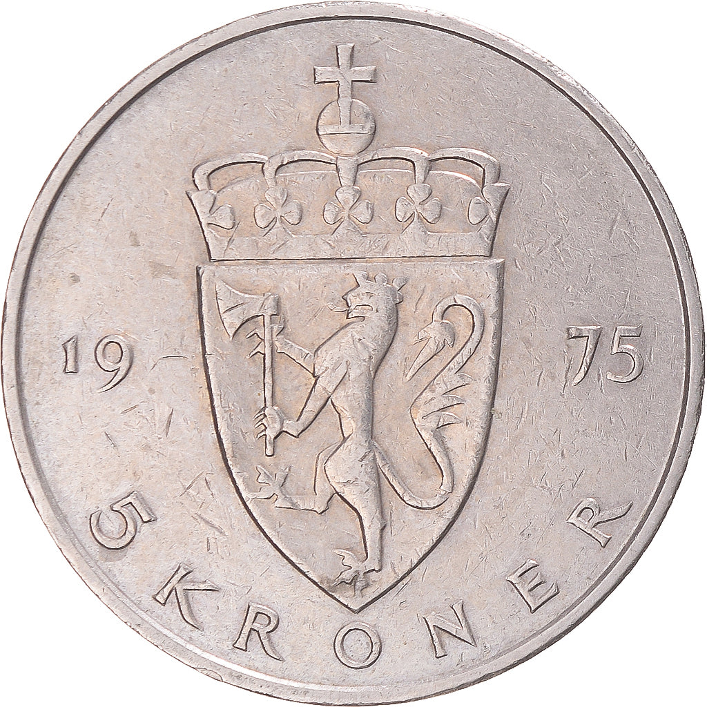Monnaie, Norvège, 5 Kroner, 1975