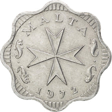 MALTA, 2 Mils, 1972, KM #5, AU(55-58), Aluminum, 20.3, 0.88