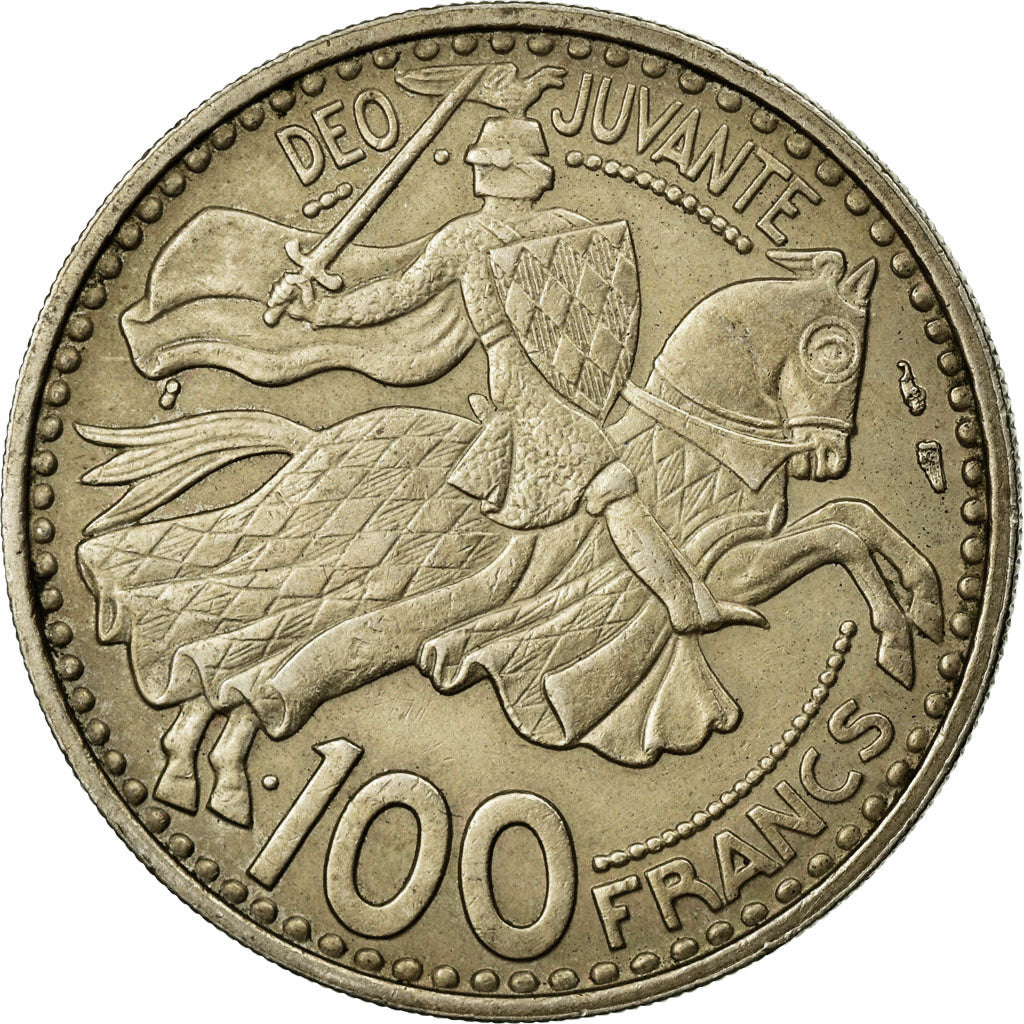 Coin, Monaco, Rainier III, 100 Francs, Cent, 1950, EF(40-45), Copper-nickel