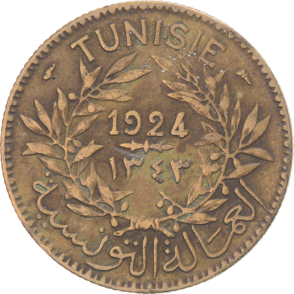 Coin, Tunisia, 2 Francs, 1924