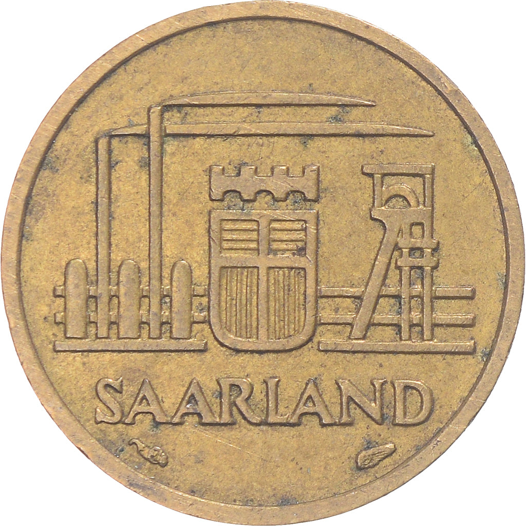 Coin, SAARLAND, 10 Franken, 1954