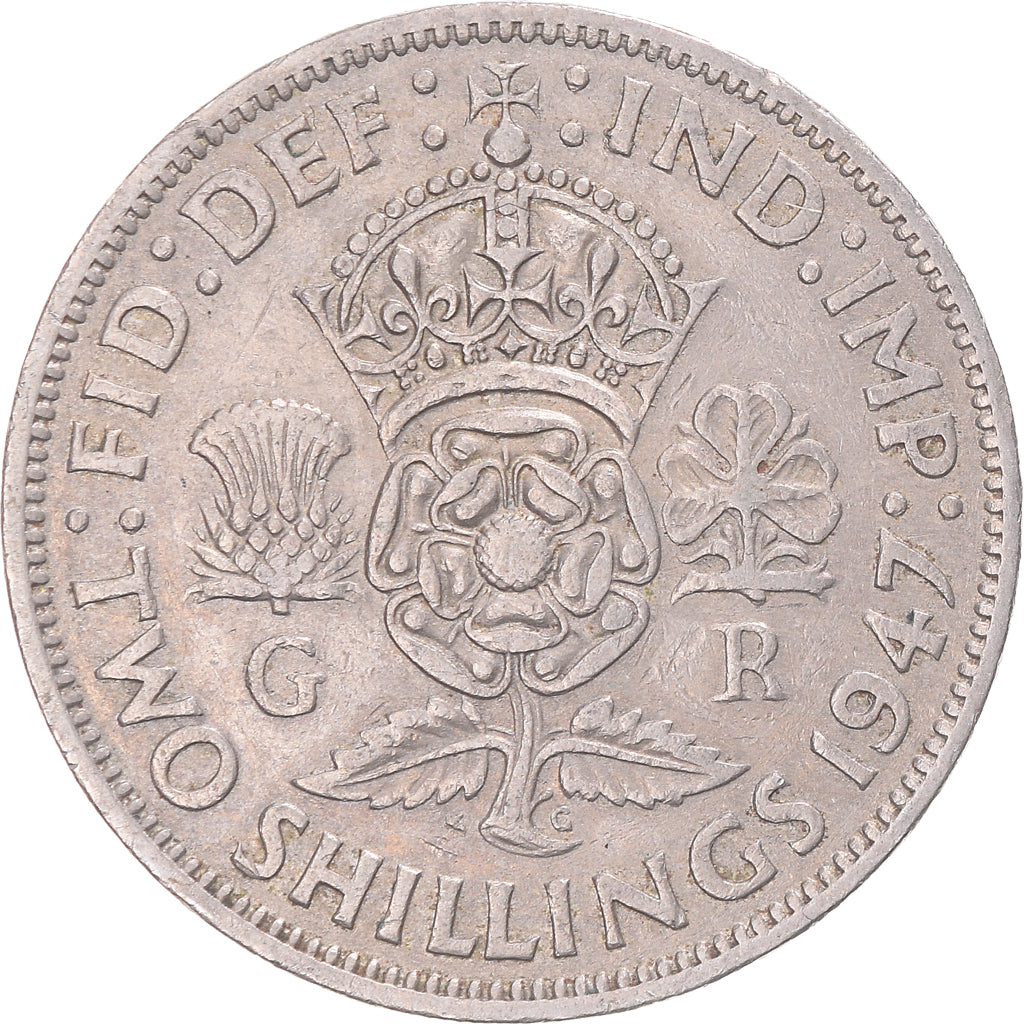 Monnaie, Grande-Bretagne, Florin, Two Shillings, 1947