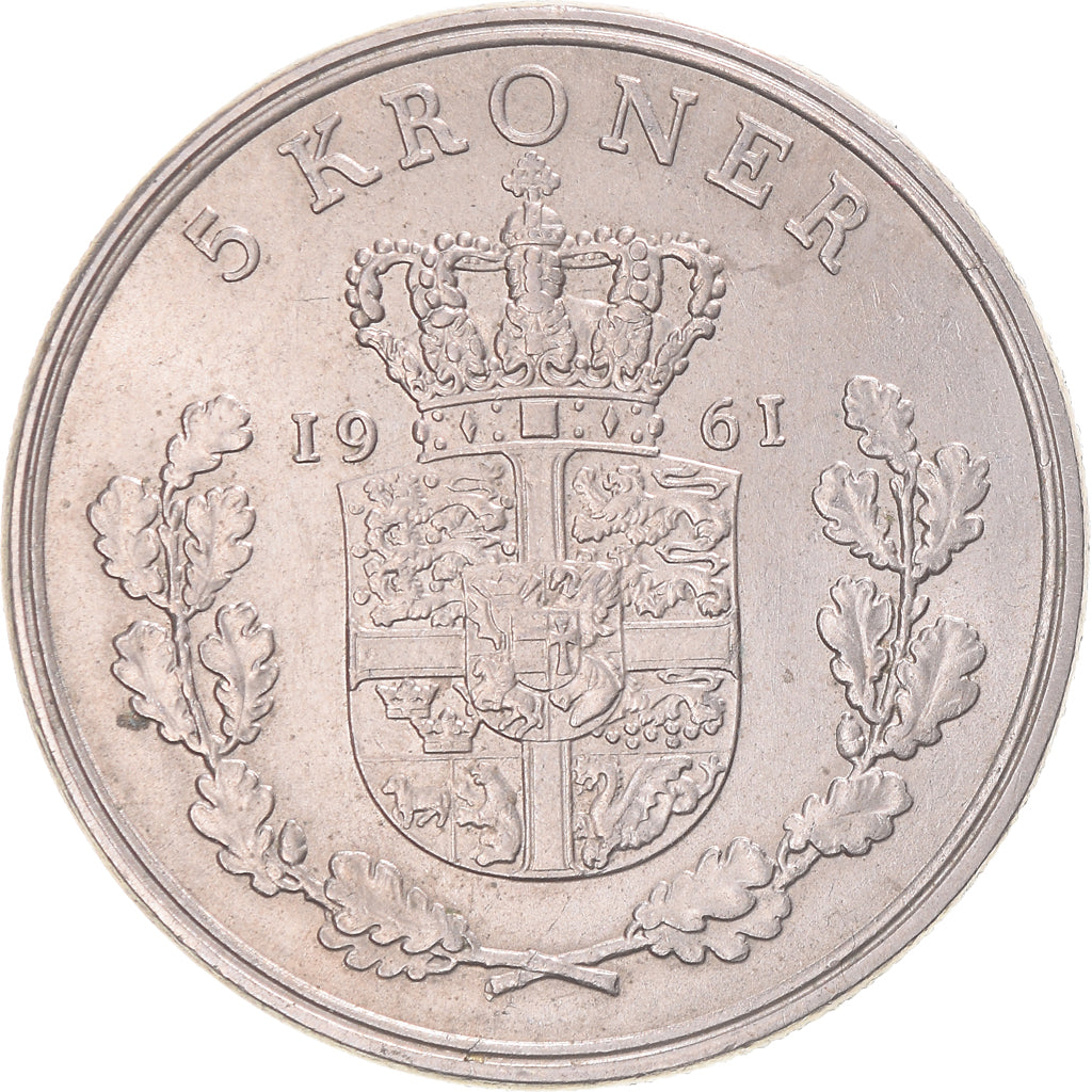 Coin, Denmark, 5 Kroner, 1961