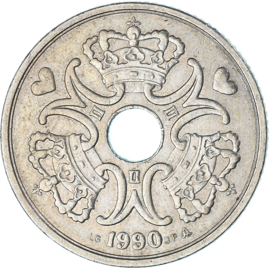 Moneta, Danimarca, 2 Kroner, 1990