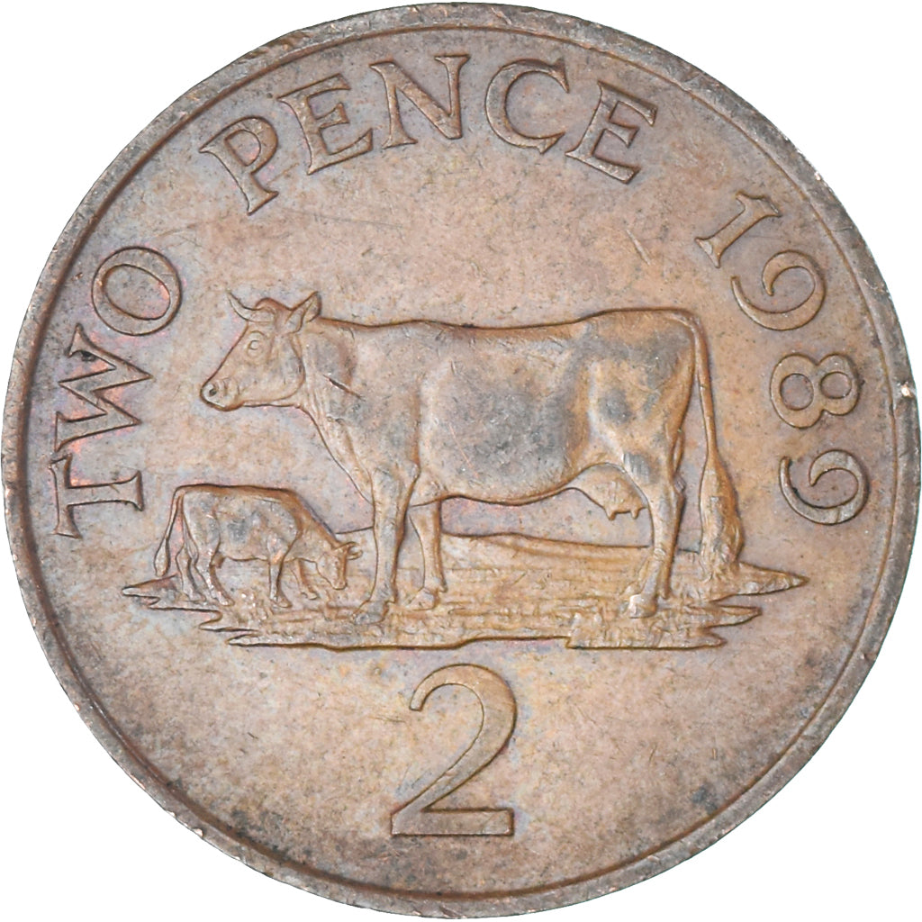 Moeda, Guernesey, 2 Pence, 1989