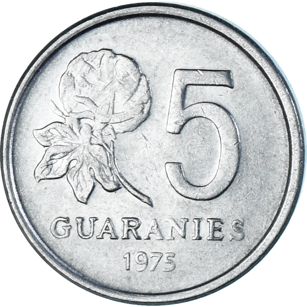 Coin, Paraguay, 5 Guaranies, 1975