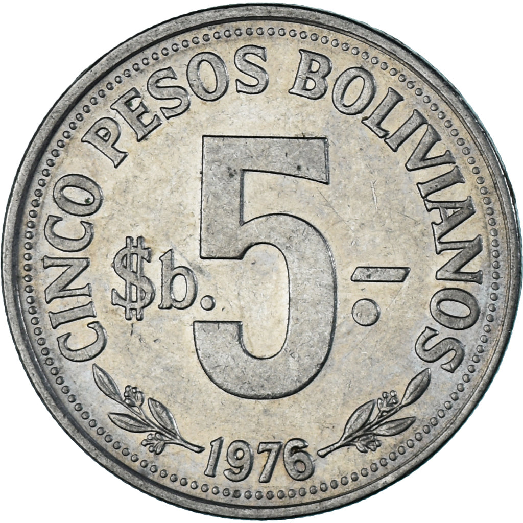 Moneda, Bolivia, 5 Pesos Bolivianos, 1976