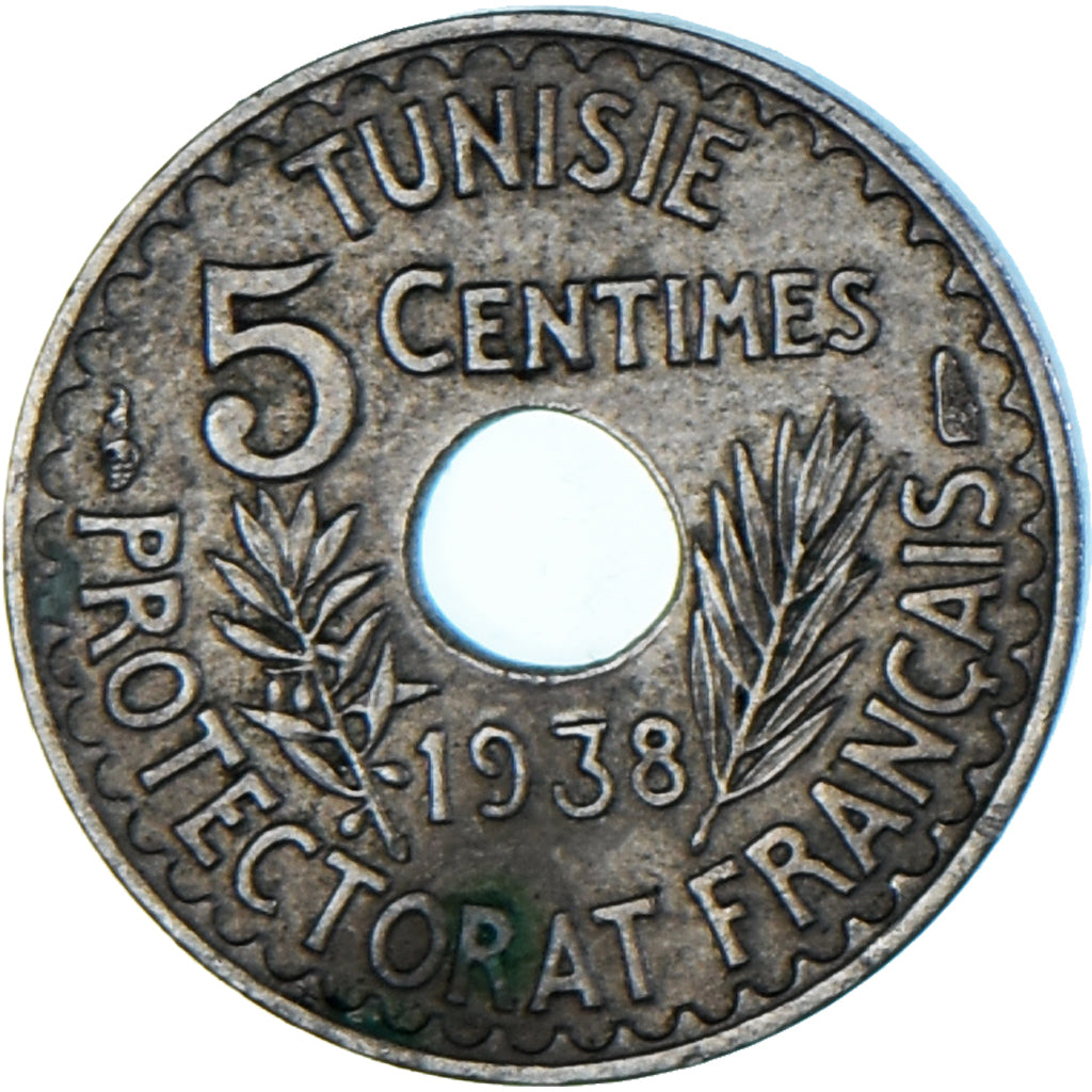 Coin, Tunisia, 5 Centimes, 1938