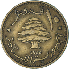 Coin, Lebanon, 10 Piastres, 1955
