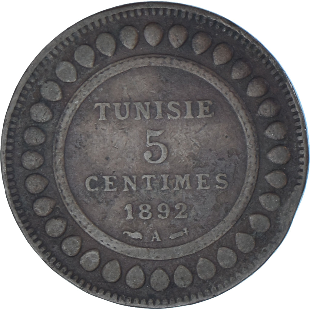 Coin, Tunisia, 5 Centimes, 1892