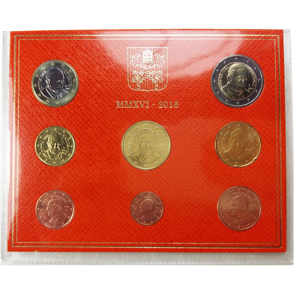 Vatican, Set of 1 Cent to 2 Euro, 2016, MS(65-70)
