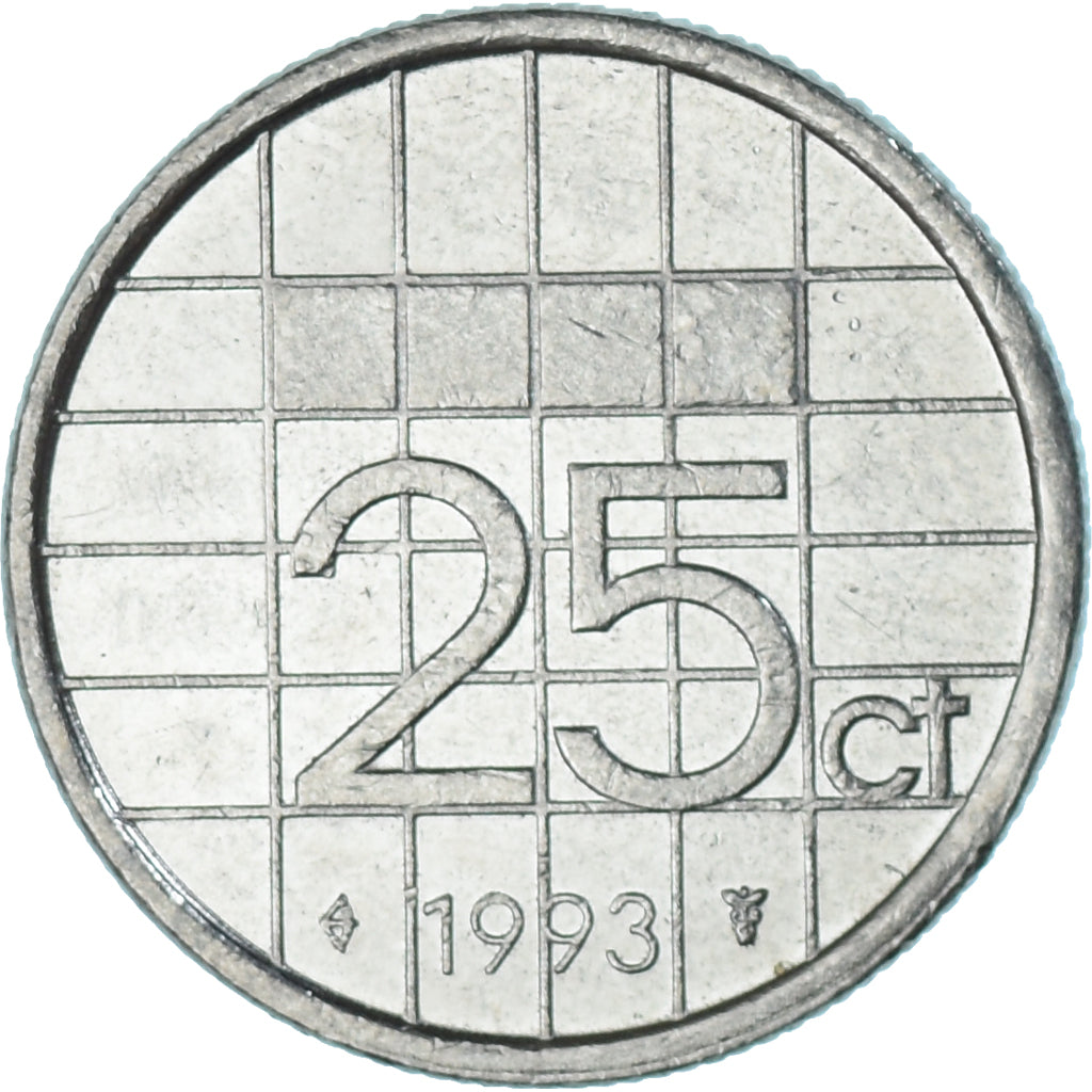 Moeda, Países Baixos, 25 Cents, 1993