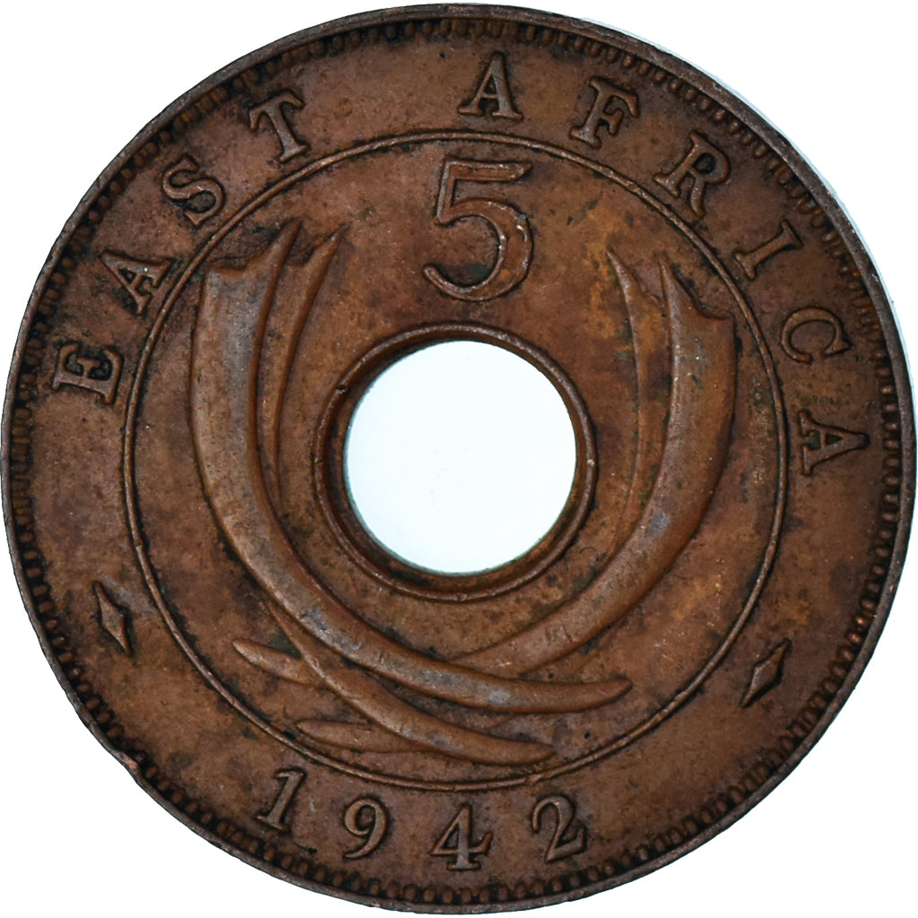 Moeda, ÁFRICA ORIENTAL, 5 Cents, 1942