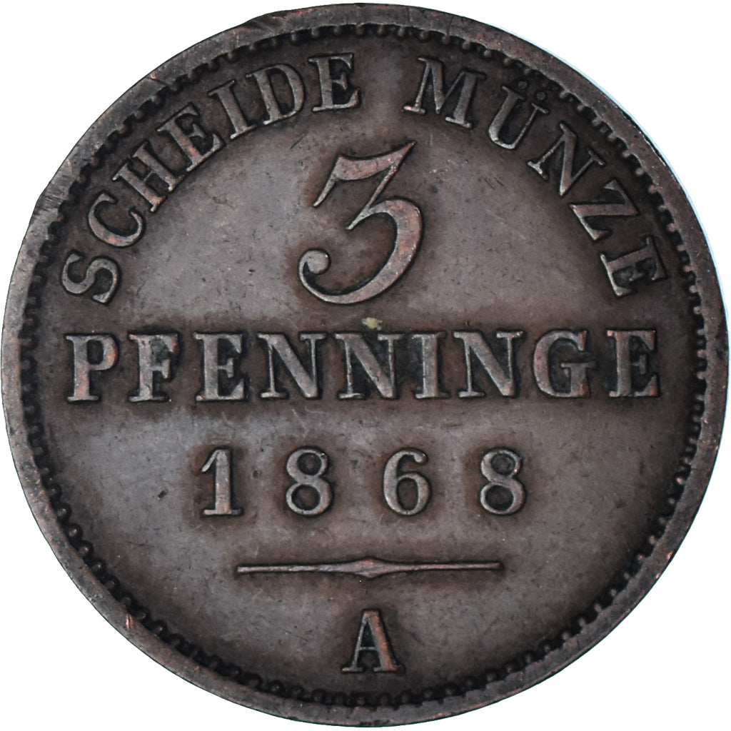 Moeda, Estados Alemães, 3 Pfennig, 1868