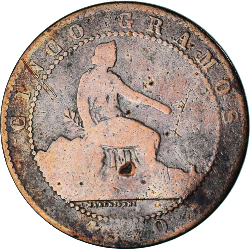 Moneta, Spagna, 5 Centimos, 1870