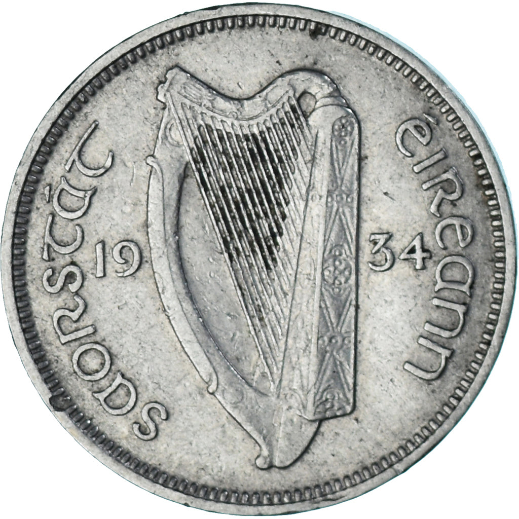 Moneda, Irlanda, 6 Pence, 1934, MBC, Plata