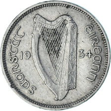 Moneda, Irlanda, 6 Pence, 1934, MBC, Plata
