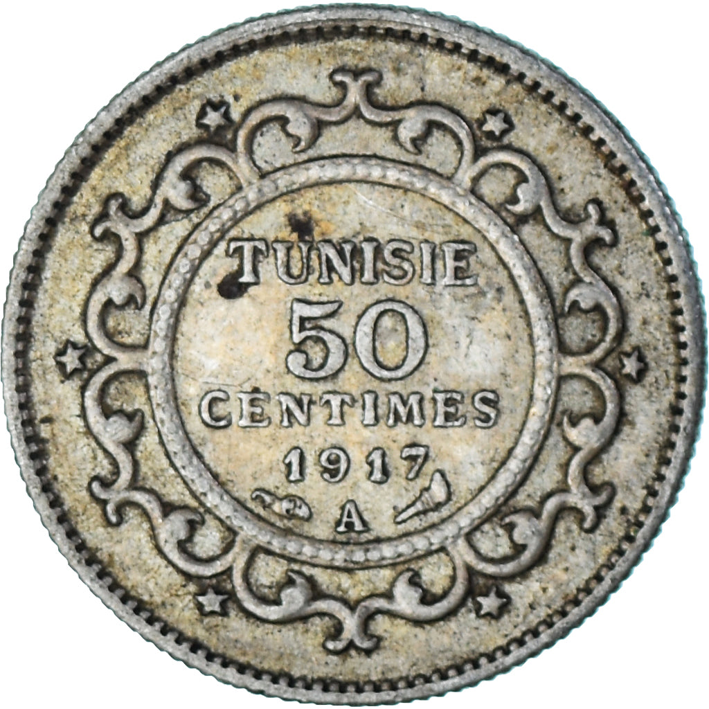 Munten, Tunisië, 50 Centimes, 1917